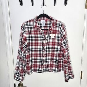 Disney Women's Red Plaid Pajama Top Medium